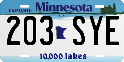 MN license plate 203SYE