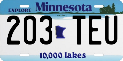 MN license plate 203TEU
