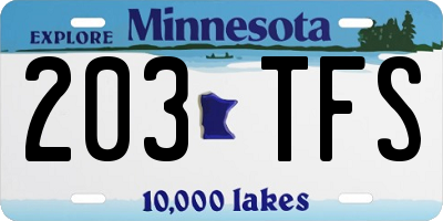 MN license plate 203TFS