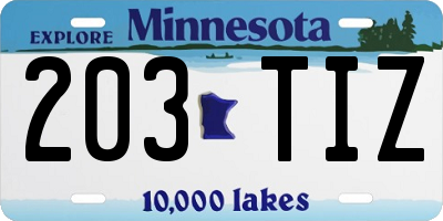 MN license plate 203TIZ