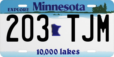 MN license plate 203TJM