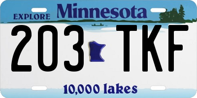 MN license plate 203TKF