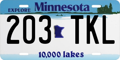 MN license plate 203TKL