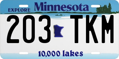 MN license plate 203TKM
