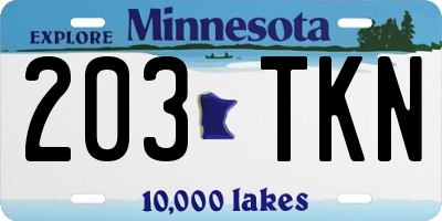 MN license plate 203TKN