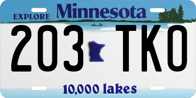MN license plate 203TKO