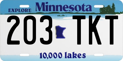 MN license plate 203TKT