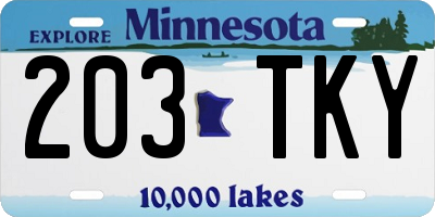 MN license plate 203TKY