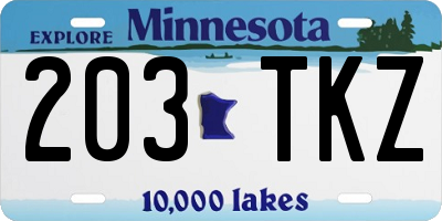 MN license plate 203TKZ