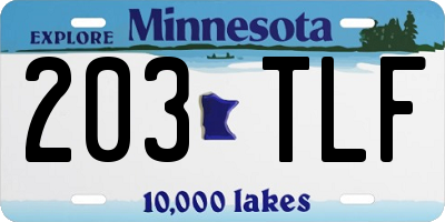 MN license plate 203TLF