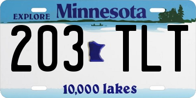 MN license plate 203TLT