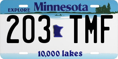 MN license plate 203TMF