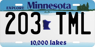 MN license plate 203TML