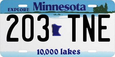 MN license plate 203TNE