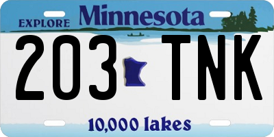MN license plate 203TNK