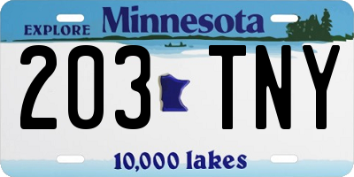 MN license plate 203TNY