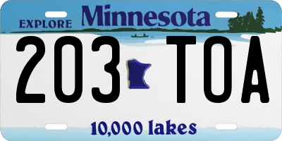 MN license plate 203TOA