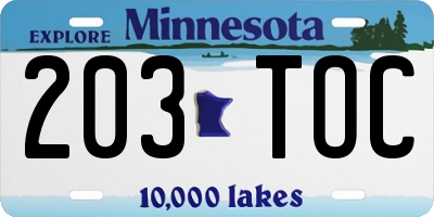 MN license plate 203TOC