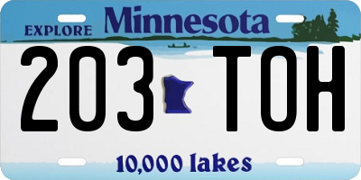 MN license plate 203TOH
