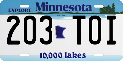MN license plate 203TOI