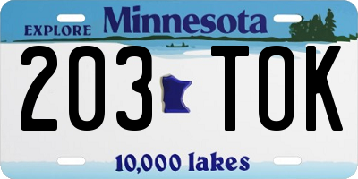 MN license plate 203TOK