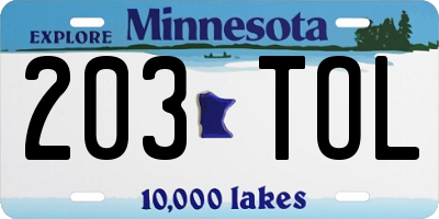 MN license plate 203TOL