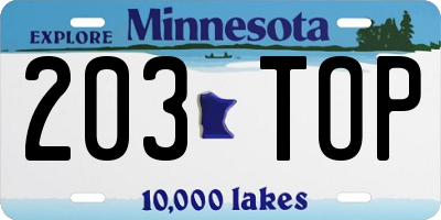 MN license plate 203TOP