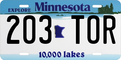 MN license plate 203TOR