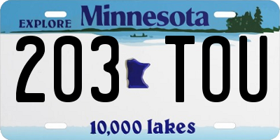 MN license plate 203TOU