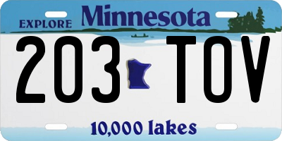 MN license plate 203TOV