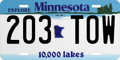MN license plate 203TOW