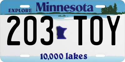 MN license plate 203TOY