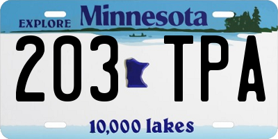 MN license plate 203TPA