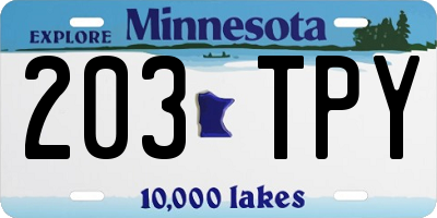 MN license plate 203TPY