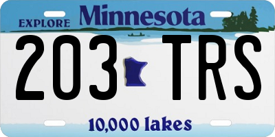 MN license plate 203TRS