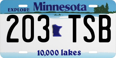MN license plate 203TSB