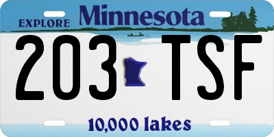 MN license plate 203TSF