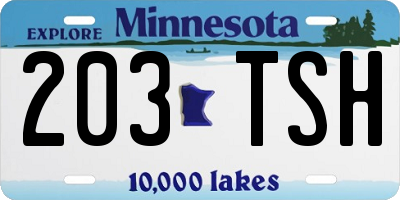 MN license plate 203TSH