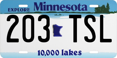 MN license plate 203TSL
