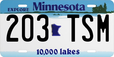 MN license plate 203TSM