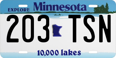 MN license plate 203TSN
