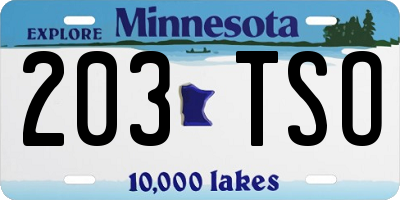MN license plate 203TSO
