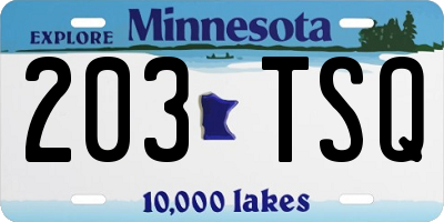 MN license plate 203TSQ