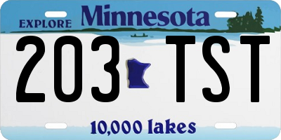 MN license plate 203TST