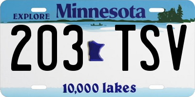 MN license plate 203TSV