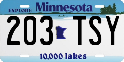 MN license plate 203TSY