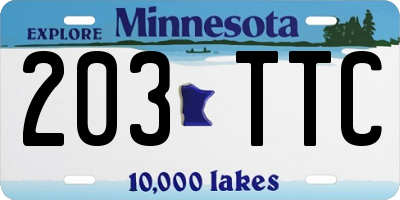 MN license plate 203TTC