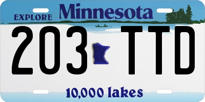 MN license plate 203TTD