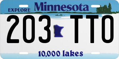 MN license plate 203TTO