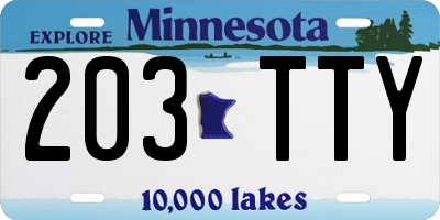 MN license plate 203TTY